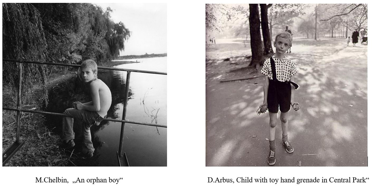 Michal Chelbin a Diane Arbus, orphan boy a child with toy hand grenade in Central Park